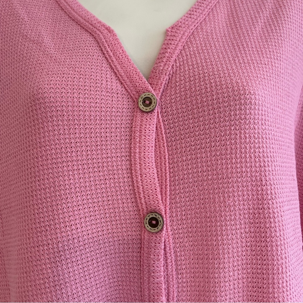 Pink Button Down Waffle Pattern Top size S by Fantastic Fawn - Picture 3 of 7